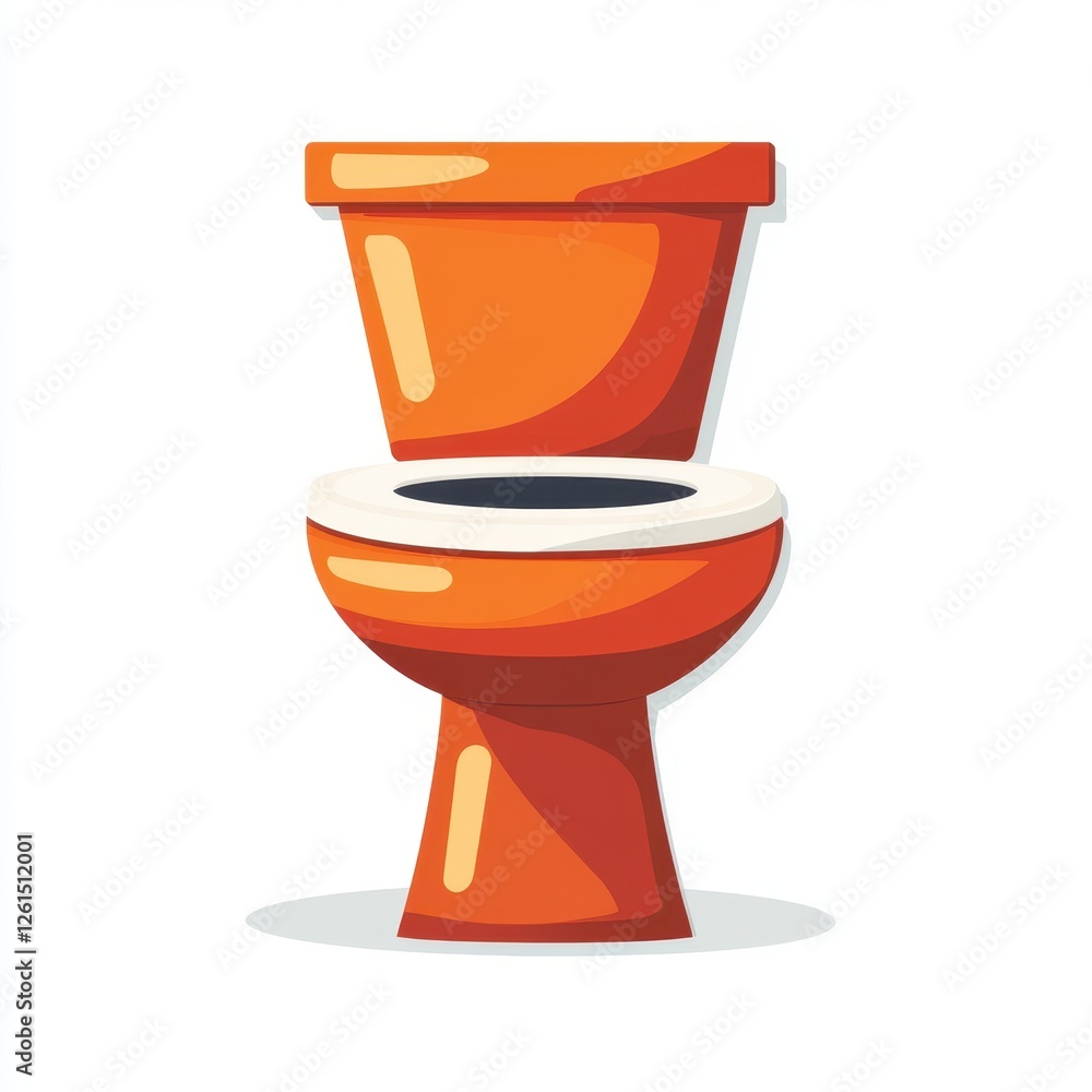 Toilet bowl and seat vector sanitation flat design icon isolated on white background for bathroom illustration Toilet bowl and seat vector sanitation flat design icon isolated on white background for bathroom illustration