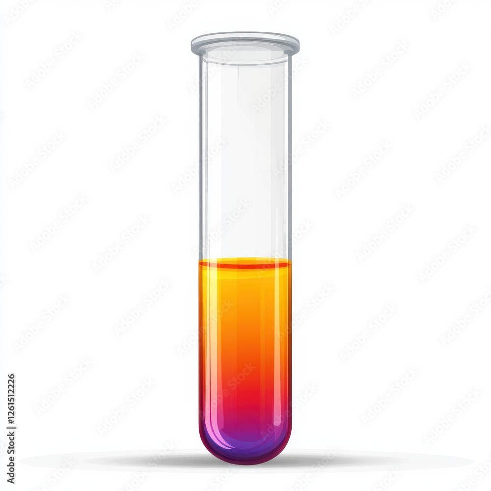 Test tube filled with orange liquid and vector icon design isolated on white background Test tube filled with orange liquid and vector icon design isolated on white background