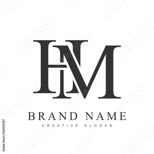 HM trendy logotype template. Initial letter h and m classic font style. Creative logo for company name or identity.