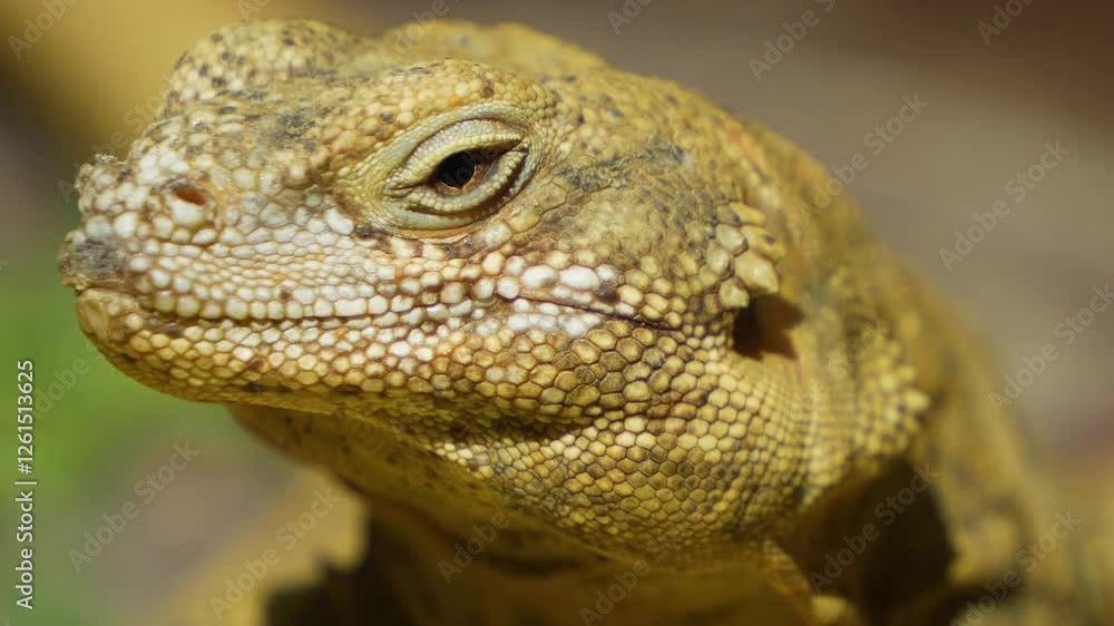 A Lizard head resting and turning his head looking around A Lizard head resting and turning his head looking around