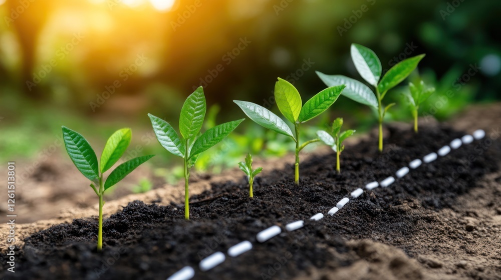 Fototapeta premium Saplings Growing in Soil: A Symbol of New Beginnings and Growth