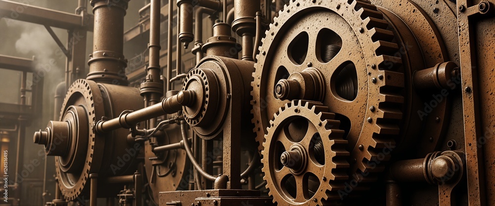 Fototapeta premium Steampunk Industrial Gears Machine Factory