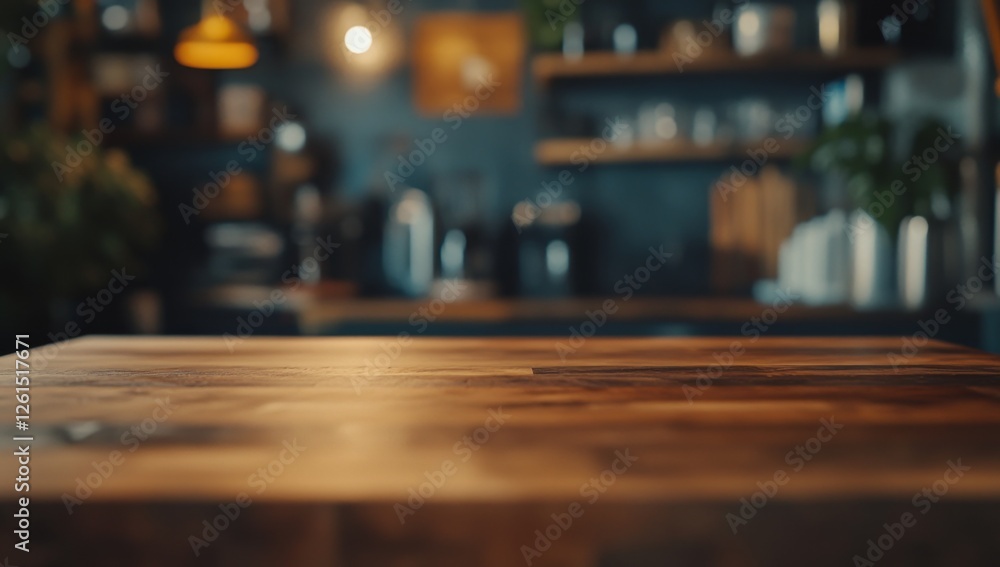 Empty wooden table in a cafe interior Empty wooden table in a cafe interior