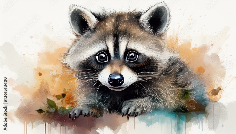 Obraz premium Waschbär, weißer Hintergrund