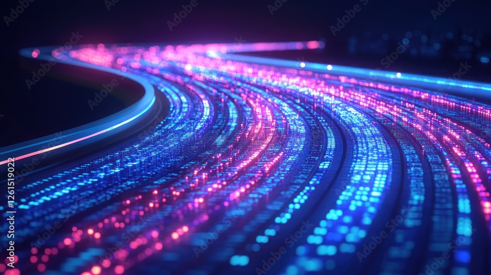 Fototapeta premium Abstract glowing digital data stream.
