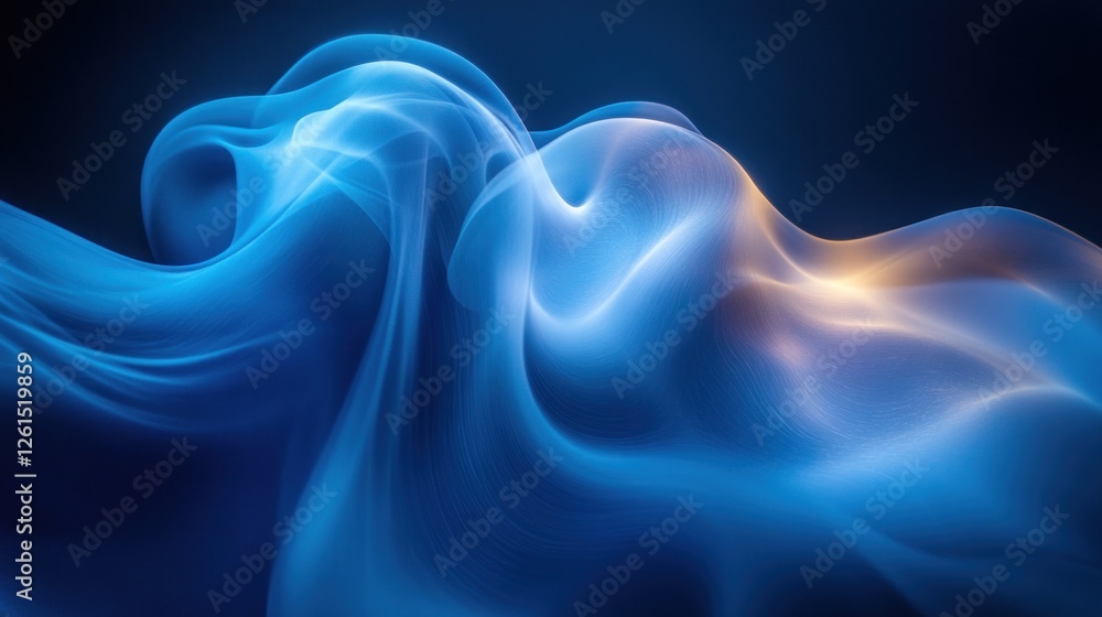 Abstract swirling blue and gold smoke waves on dark background. Abstract swirling blue and gold smoke waves on dark background.