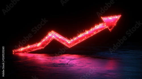 Glowing upward arrow chart symbolizing growth and success