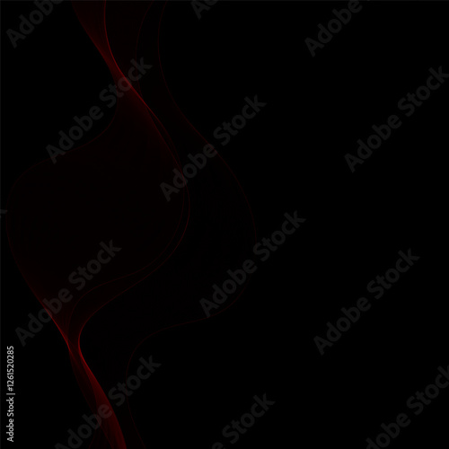 Red Smoky abstract wave on a black background. Vector design element. If Template for advertisement, banner, brochure, screen saver. Eps 10