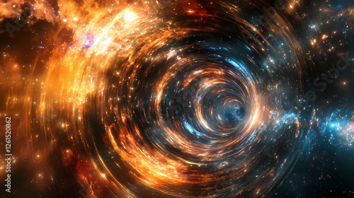 How to get into the fifth dimension. corridor with space-time distortion. Temporal Corridors. Illustration