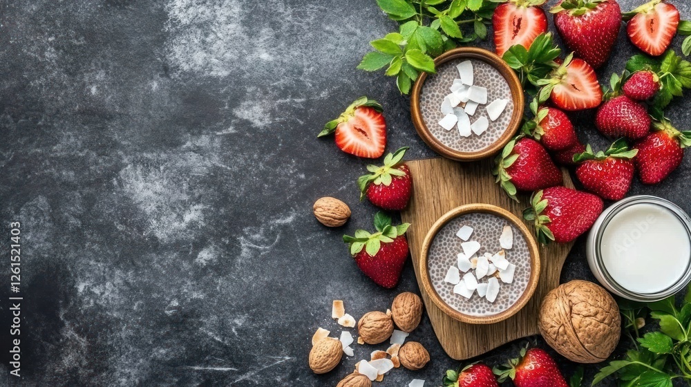 Delicious Chia Seed Pudding with Strawberries and Walnuts: A Healthy and Vibrant Breakfast or Snack Delicious Chia Seed Pudding with Strawberries and Walnuts: A Healthy and Vibrant Breakfast or Snack