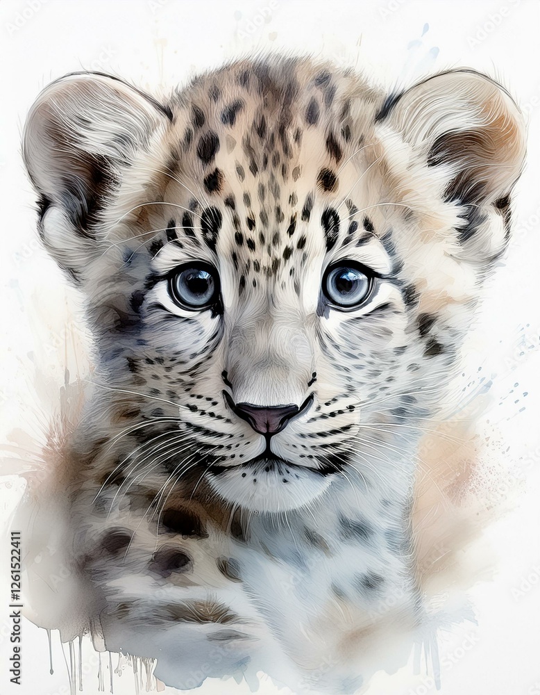 Obraz premium Leopard, weißer Hintergrund