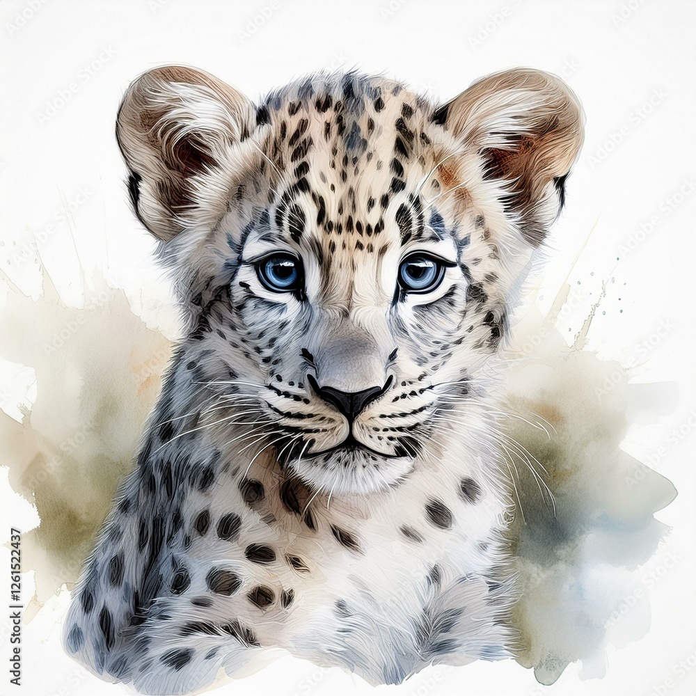 Fototapeta premium Leopard, weißer Hintergrund