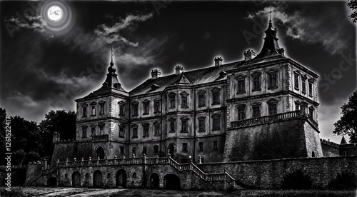 halloween castle in the night