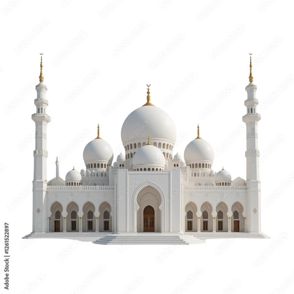 Fototapeta premium sheikh zayed mosque in abu dhabi, 3d minimalist mosque illustration