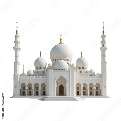 sheikh zayed mosque in abu dhabi, 3d minimalist mosque illustration