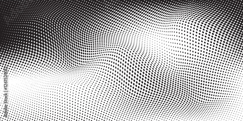 Halftone gradient. Dotted gradient, smooth dots spraying and halftones dot background seamless horizontal geometric pattern vector template set.