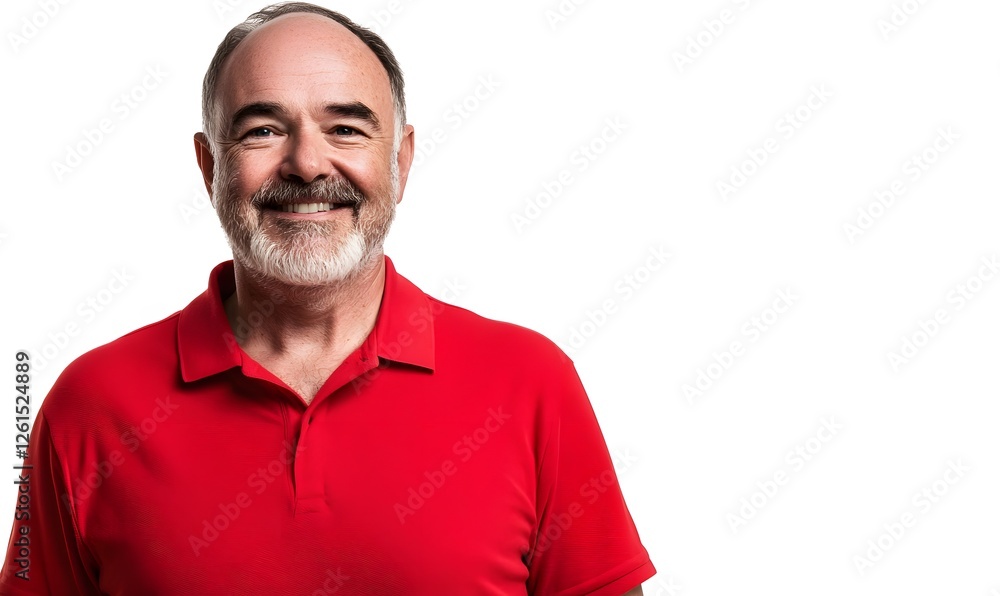 Fototapeta premium Happy Smiling Senior Man Wearing Red Polo Shirt