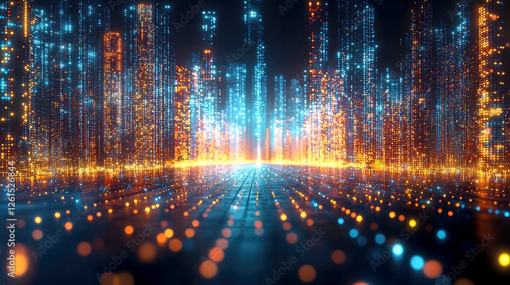 Luminous Cityscape: A Digital Metropolis at Night Luminous Cityscape: A Digital Metropolis at Night