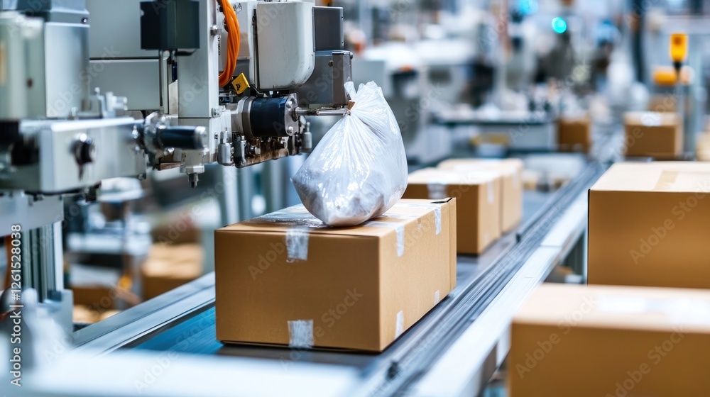 Automated conveyor system transporting packages in a logistics facility. Automated conveyor system transporting packages in a logistics facility.