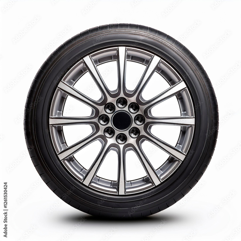Ruota di automobile su sfondo bianco Ruota di automobile su sfondo bianco