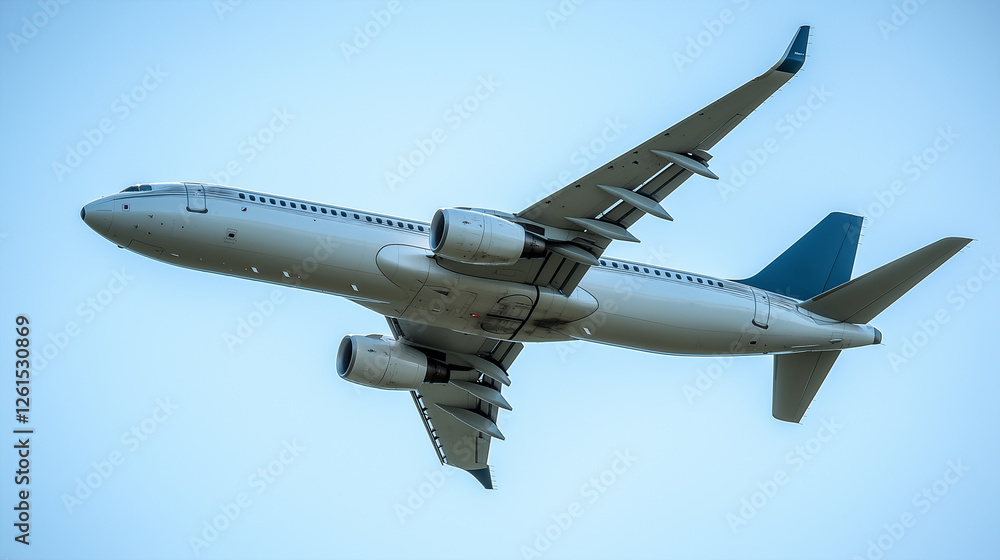Airline plane traveling at high altitude for a global journey Airline plane traveling at high altitude for a global journey