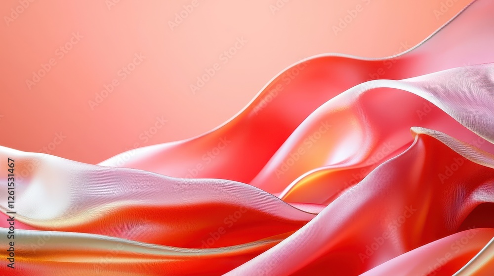 Abstract Coral Silk Fabric Draped Waves Abstract Coral Silk Fabric Draped Waves