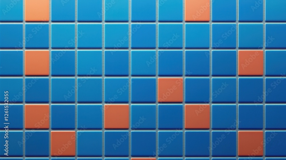 Colorful Mosaic Tile Pattern in Shades of Blue and Orange Colorful Mosaic Tile Pattern in Shades of Blue and Orange