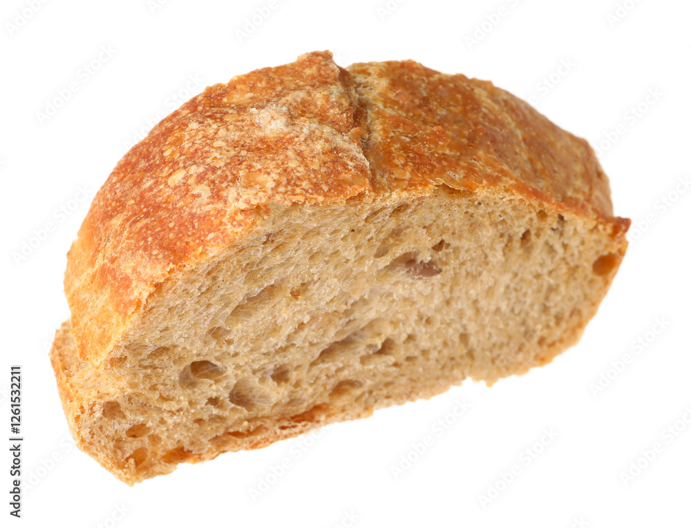 Piece of fresh baguette isolated on white Piece of fresh baguette isolated on white
