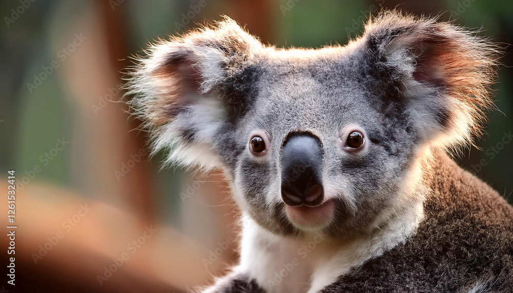 Obraz premium Close-Up of a Koala, Emphasizing Its Gentle Expression and Fur Texture