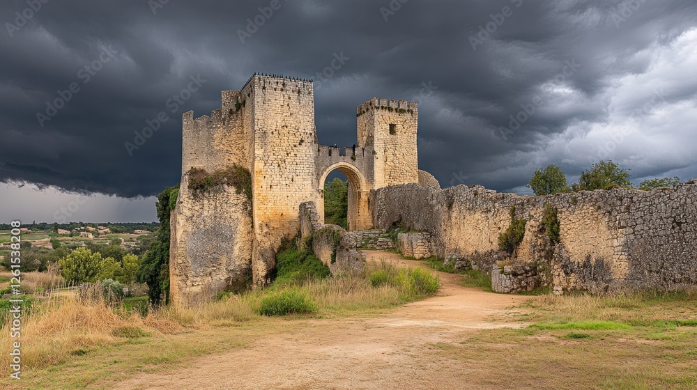 Ancient Castle Ruins Under a Dramatic Sky Ancient Castle Ruins Under a Dramatic Sky