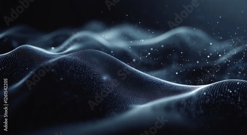 Abstract Dark Blue Particle Wave Background