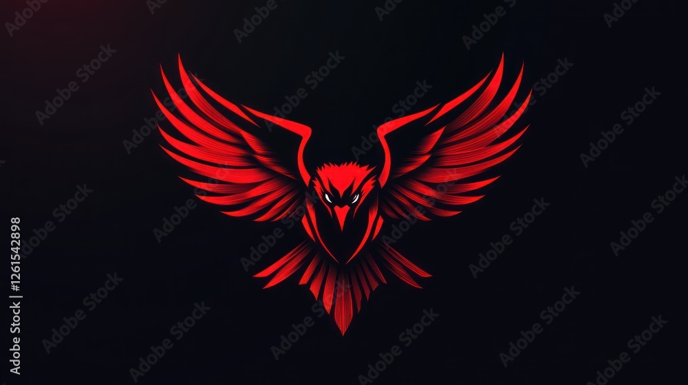 Fototapeta premium Fiery Red Hawk in Flight: A Striking Digital Artwork