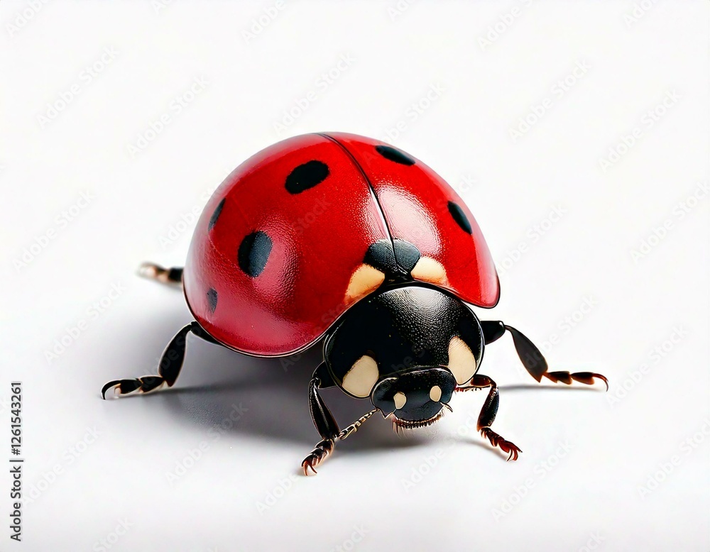 Fototapeta premium A ladybug on a white backdrop. Close up. 