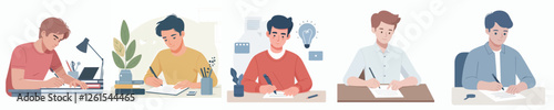 vector of young man writing