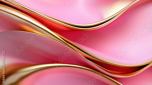 Abstract Pink and Gold Swirling Waves Design