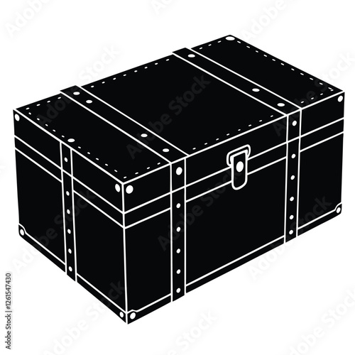 Vintage Steamer Trunk with Leather Straps and Metal Accents