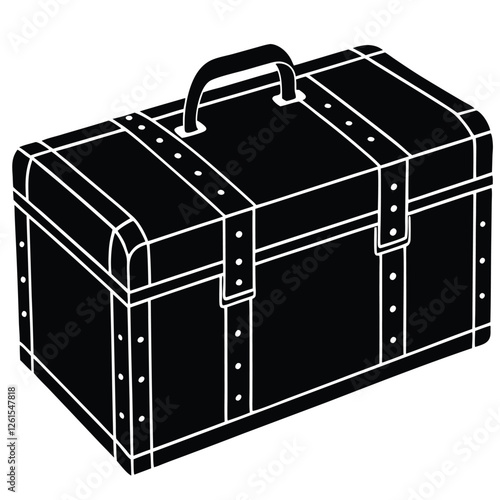 Vintage Steamer Trunk with Leather Straps and Metal Accents