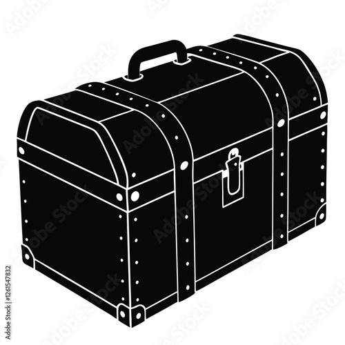 Vintage Steamer Trunk with Leather Straps and Metal Accents