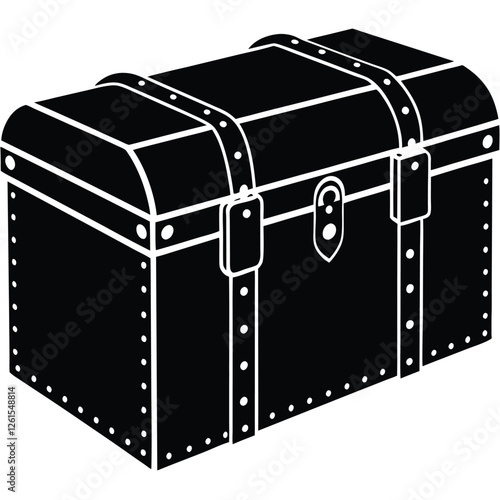 Vintage Steamer Trunk with Leather Straps and Metal Accents