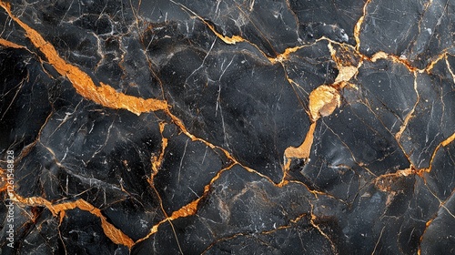 Elegant black marble surface with golden veins, ideal for luxury interior design projects