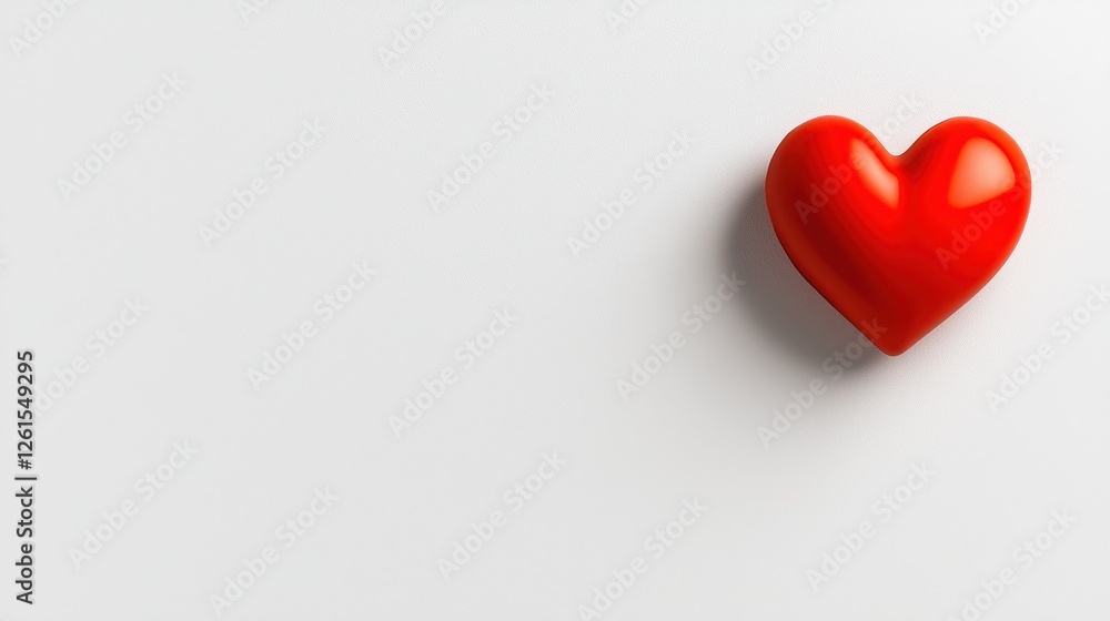 A Single Red Heart on White Background A Single Red Heart on White Background