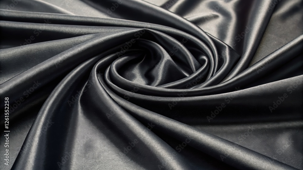 Fototapeta premium Sleek black fabric in a swirling pattern