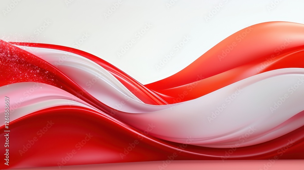 Naklejka premium Abstract Red and White Swirling Fabric Design