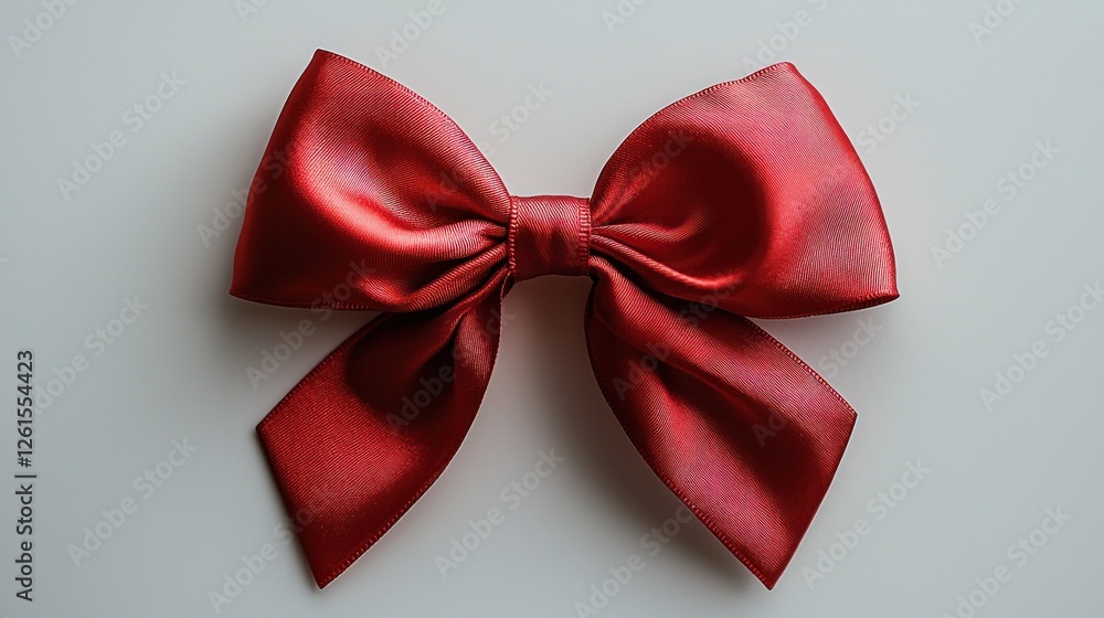 Neatly tied red ribbon bow on a white background, perfect for festive and decorative purposes. Neatly tied red ribbon bow on a white background, perfect for festive and decorative purposes.