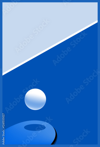 Ping Pong Poster, Sport Vector illustration, Bouncy Ball on Paddle, Table Tennis Tournament.