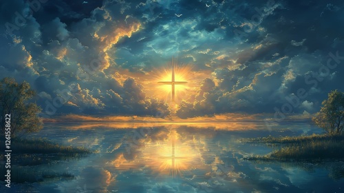 A serene sunset illuminates a cross, offering a sense of peace and reflection.
