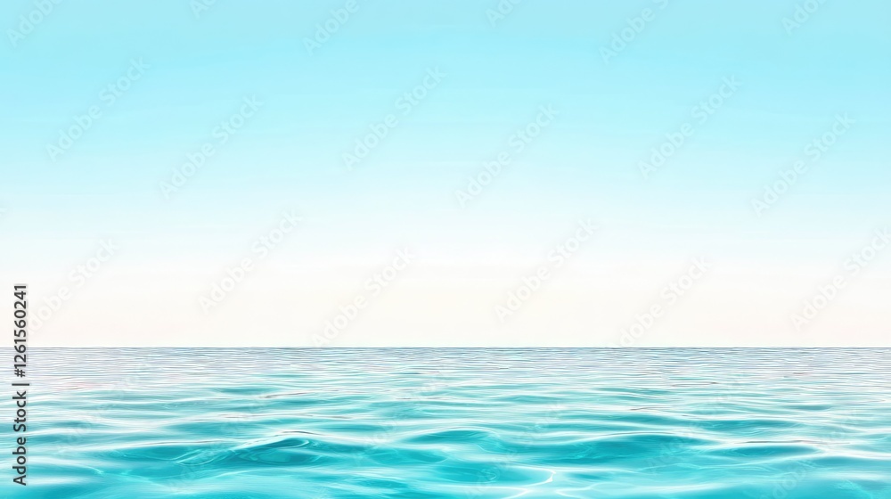 Obraz premium Tranquil ocean view with gentle waves under a clear blue sky, evoking serenity and relaxation
