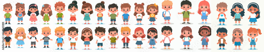vector of kids wearing casual clothes vector of kids wearing casual clothes