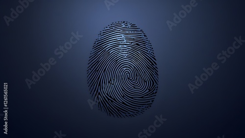 Wallpaper Mural Black fingerprint print on a dark blue background, emphasizing the unique pattern and details of the fingerprint. Torontodigital.ca