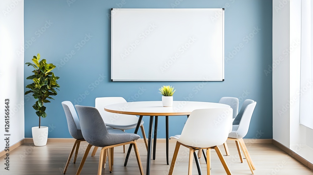 Fototapeta premium Modern Conference Room with Round Table and Minimalist Decor